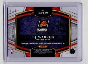 2022 Select TJ Warren TM-TJW *First Off The Line* Game used Jersey /99 back